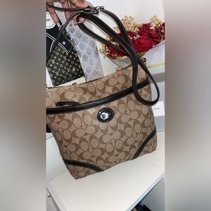 Authentic Coach Signature Messenger Bag - Brown Monogram Canvas